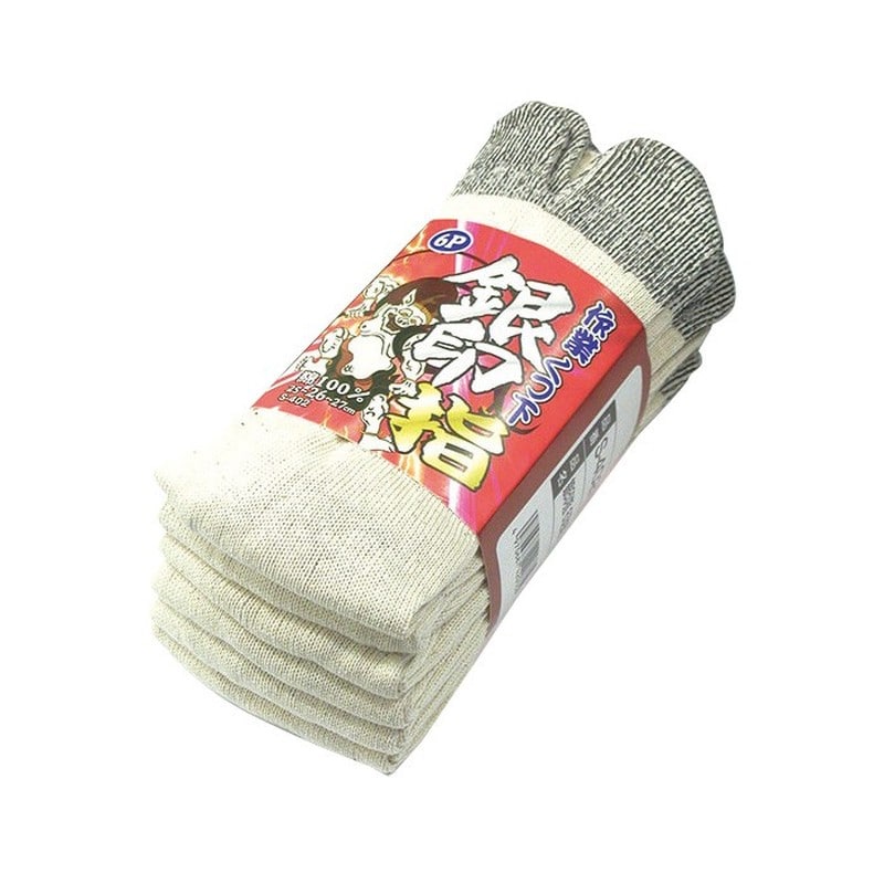 おたふく手袋 211596 銀印 キナリ 先丸 6足組 S-402 1個（ご注文単位1個）【直送品】
