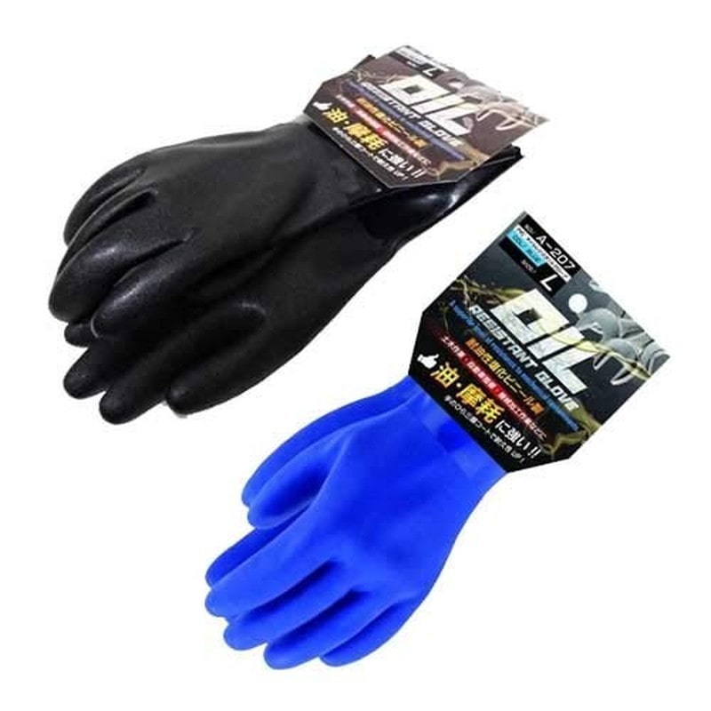 おたふく手袋 2113814 A-207 L 黒 PVCオイルレジスタント1P裸 1個（ご注文単位1個）【直送品】