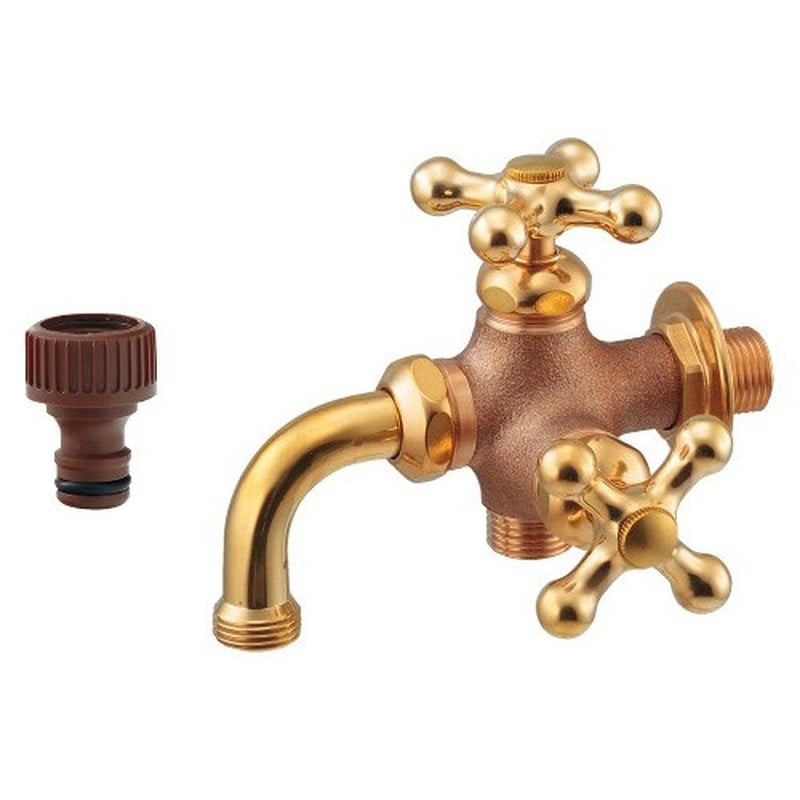 カクダイ 2231107 万能双口水栓 レトロ #704-118-13 1個（ご注文単位1個）【直送品】