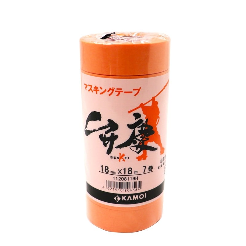 カモ井加工紙 9034847 建築塗装用マスキングテープ弁慶18mm×18m7巻 #206584 1個（ご注文単位1個）【直送品】