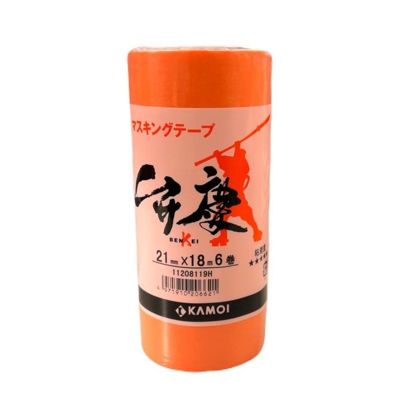 カモ井加工紙 9034849 建築塗装用マスキングテープ弁慶21mm×18m6巻 #206621 1個（ご注文単位1個）【直送品】