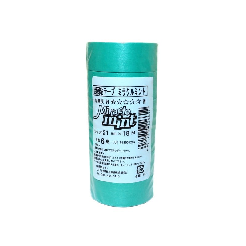 カモ井加工紙 9034922 超弱粘着テープ ミラクルミント 21mm×18m #226612 1個（ご注文単位1個）【直送品】