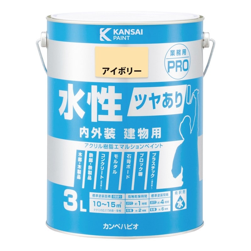 カンペハピオ 9002403 水性ツヤあり建物用PRO アイボリー 3L #00447650071030 1個（ご注文単位1個）【直送品】