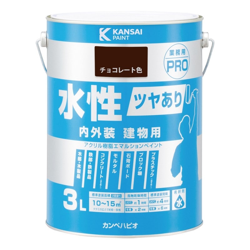 カンペハピオ 9002405 水性ツヤあり建物用PRO チョコレート 3L #00447650241030 1個（ご注文単位1個）【直送品】