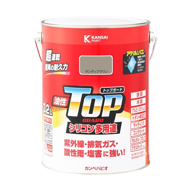 カンペハピオ 9000715 油性トップガード サンディブラウン 3.2L #00017640741032 1個（ご注文単位1個）【直送品】