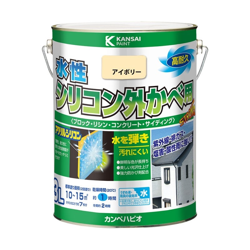カンペハピオ 9001331 水性シリコン外かべ用 アイボリー 3L #00427650071030 1個(ご注文単位1個)【直送品】