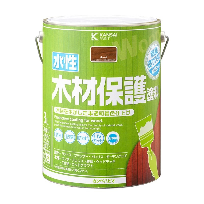 カンペハピオ 9001728 水性木材保護塗料 チーク 3L #00647653511030 1個（ご注文単位1個）【直送品】