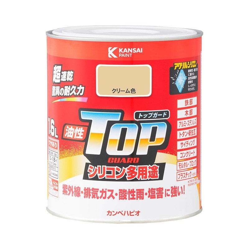 カンペハピオ 9000679 油性トップガード クリーム色 1.6L #00017640111016 1個（ご注文単位1個）【直送品】