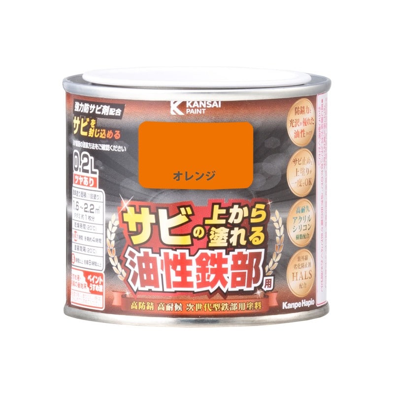 カンペハピオ 9002807 油性鉄部用S オレンジ 0.2L #00357640441002 1個（ご注文単位1個）【直送品】