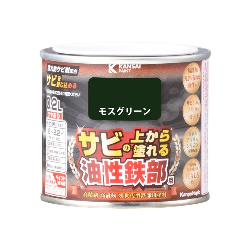 カンペハピオ 9002835 油性鉄部用S モスグリーン 0.2L #00357645081002 1個（ご注文単位1個）【直送品】