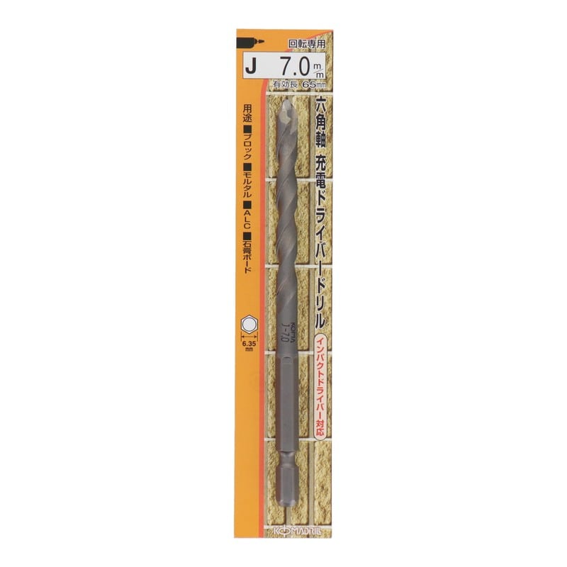 コマドリル 4340160 六角軸充電ドライバードリル 7.0mm #076618 1個(ご注文単位1個)【直送品】