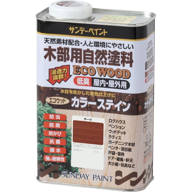 サンデーペイント 9021278 エコウッドカラーステイン チーク 700ml #254859 1個(ご注文単位1個)【直送品】