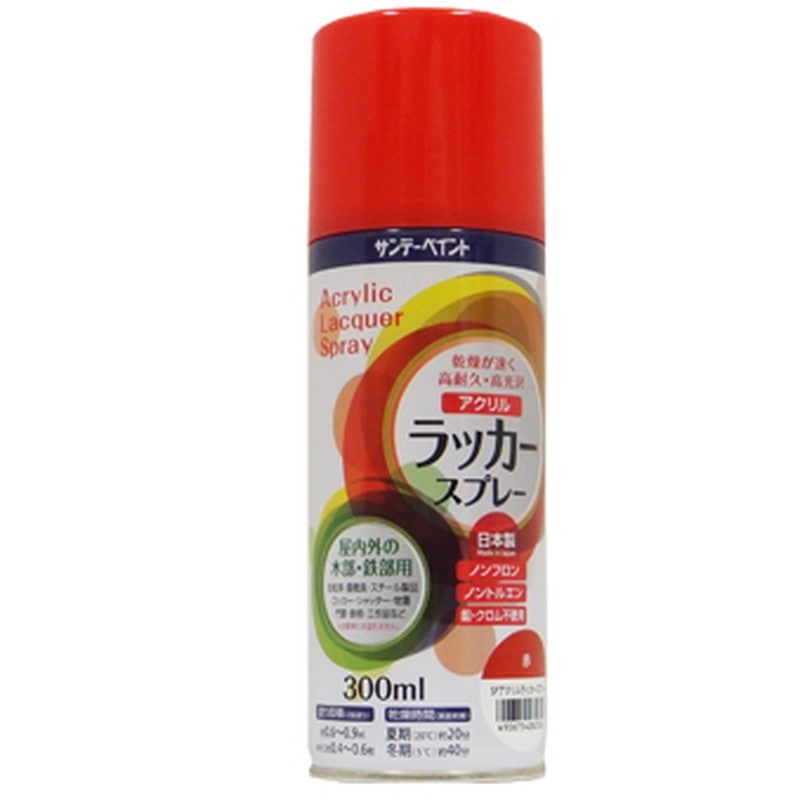 サンデーペイント 9022128 アクリルラッカースプレー 赤 300ml #20019A 1個(ご注文単位1個)【直送品】