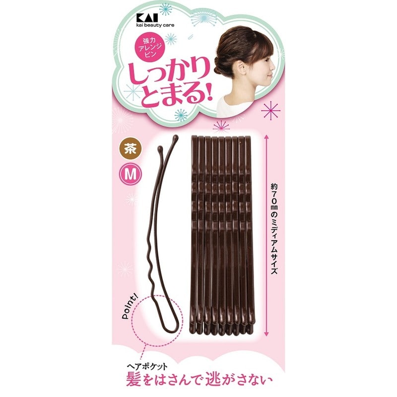 貝印 2041632 強力アレンジピンM茶 KQ3120 1個（ご注文単位1個）【直送品】
