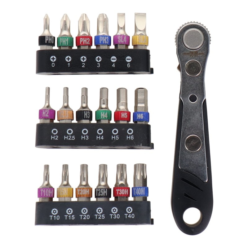 三共コーポレーション 434457 19pcs.ラチェットハンドル付ビットセット #820223 1個（ご注文単位1個）【直送品】