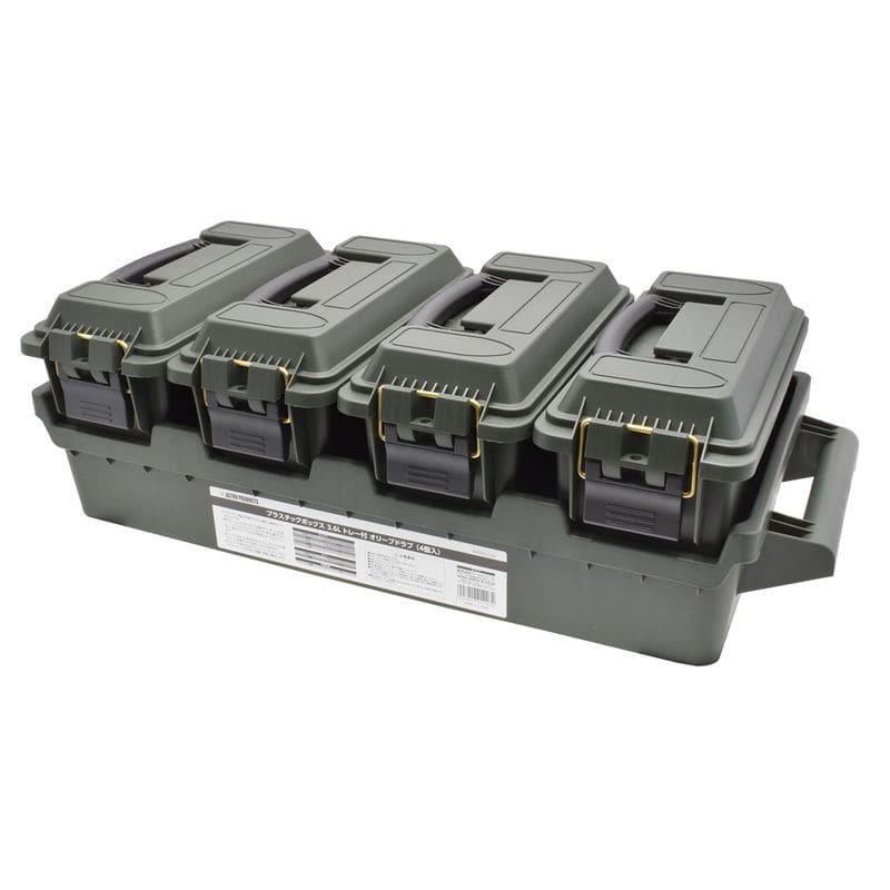 ワールドツール アストロプロダクツ AP プラスチックボックス 3.6L トレー付 オリーブドラブ (4個入) 2003000012262（ご注文単位1個）【直送品】