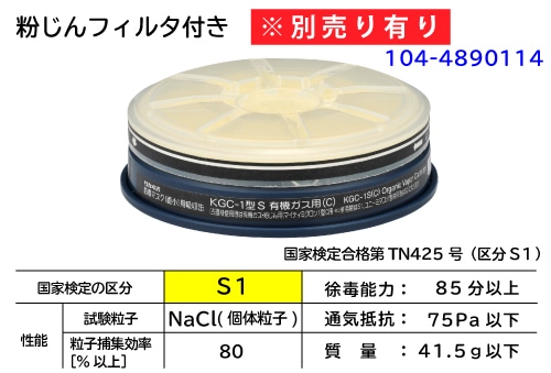 興研 吸収缶 KGC-1型Sｼﾘｰｽﾞ 有機ｶﾞｽ用 1個 (ご注文単位1個)【直送品】