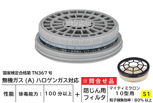 興研 吸収缶 KGC-10A-03型シリーズ ハロゲンガス用 1個 (ご注文単位1個)【直送品】