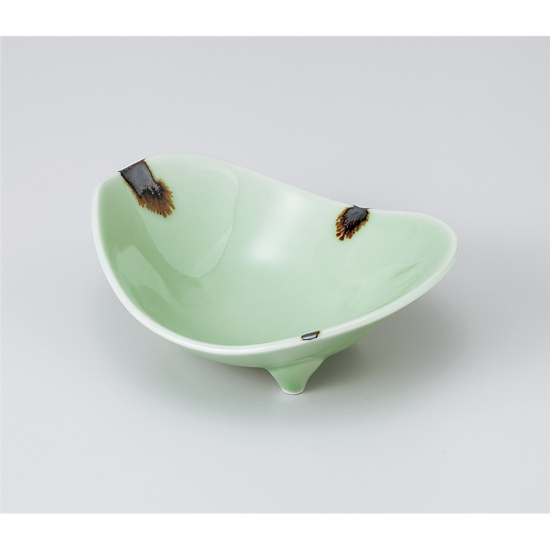 古林陶器 中鉢 ヒワ釉錆流し三ツ足向付 903740451 1個(ご注文単位1個)【直送品】