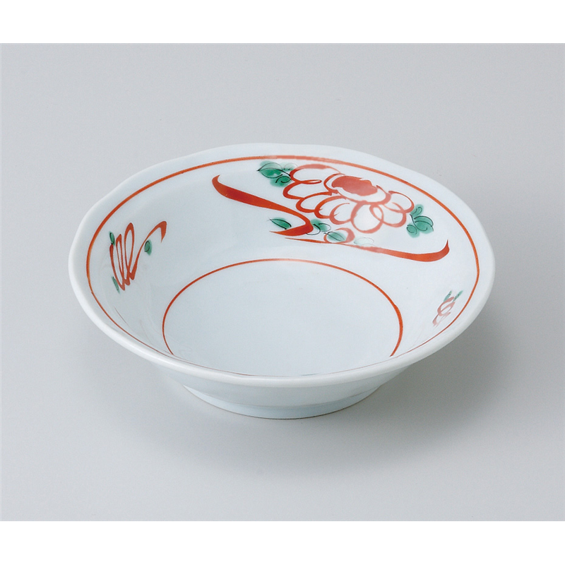 古林陶器 小鉢 青地手描風赤絵4.0浅丼 505340447 1個（ご注文単位1個）【直送品】