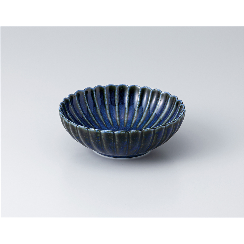 古林陶器 小鉢 菊型ルリ13cm鉢 1305560152 1個（ご注文単位1個）【直送品】