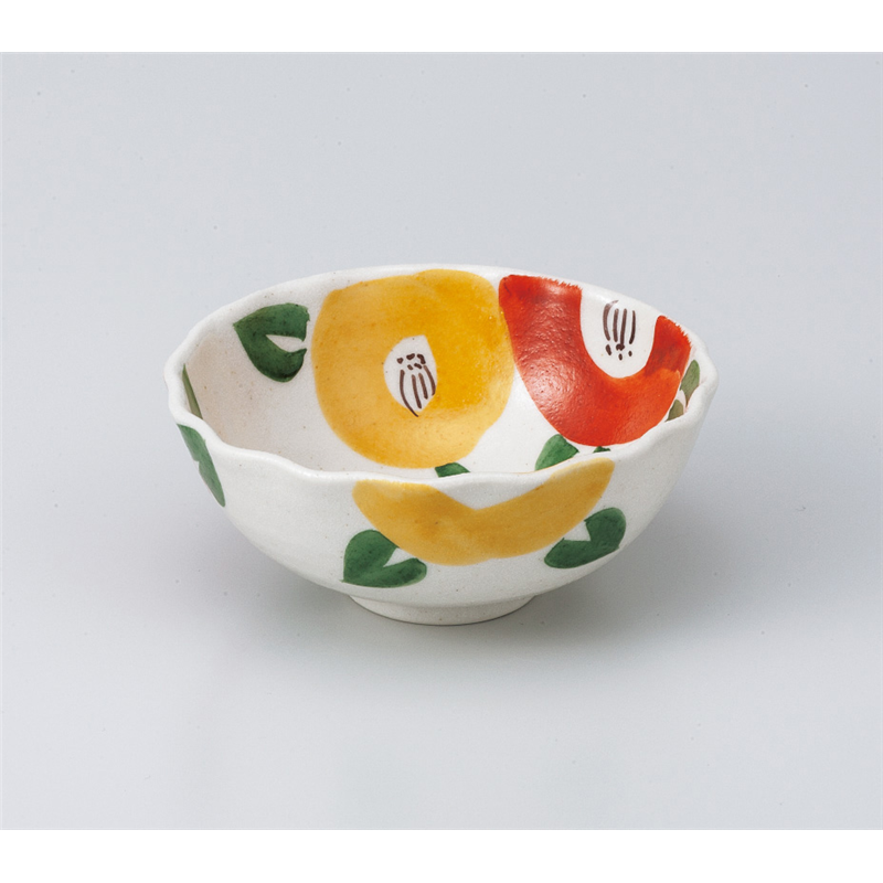 古林陶器 小鉢 赤絵椿フリル小鉢 804640374 1個（ご注文単位1個）【直送品】