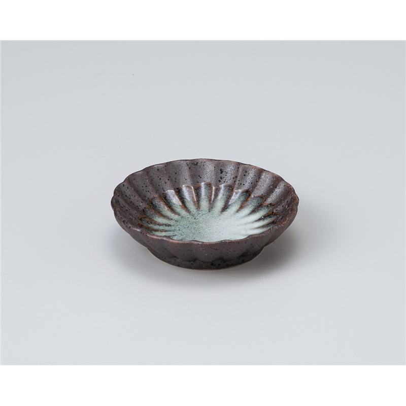 古林陶器 小付 黒伊賀流し釉 菊型豆小皿 1008460252 1個（ご注文単位1個）【直送品】