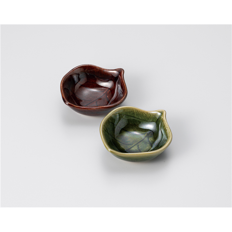 古林陶器 珍味 木の葉型千代口(アメ) 708660779 1個(ご注文単位1個)【直送品】