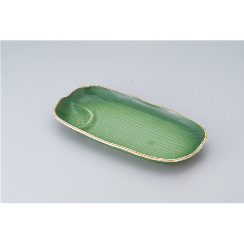 古林陶器 松花堂 緑彩松花堂長皿(仕切付) 516560477 1個(ご注文単位1個)【直送品】