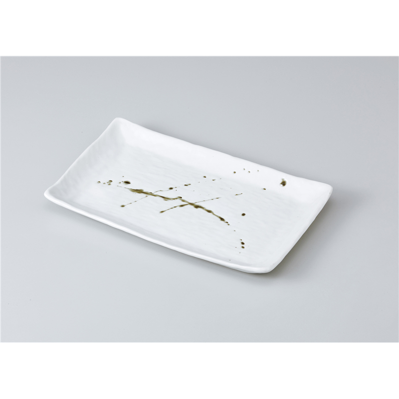古林陶器 焼物皿 筆流し木肌焼物皿 白 1013430315 1個(ご注文単位1個)【直送品】
