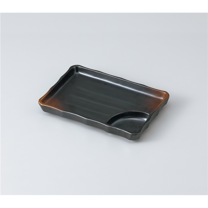 古林陶器 焼物皿 焼締7.0長角仕切皿 1014230570 1個（ご注文単位1個）【直送品】