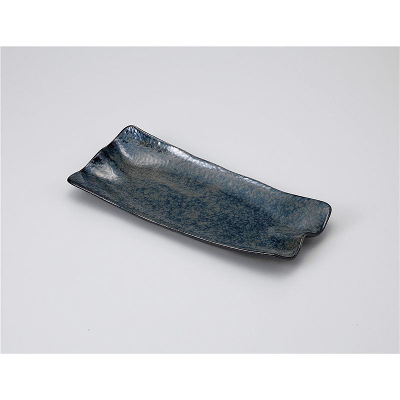 古林陶器 さんま皿 波 ルリ長盛皿 1115610215 1個(ご注文単位1個)【直送品】