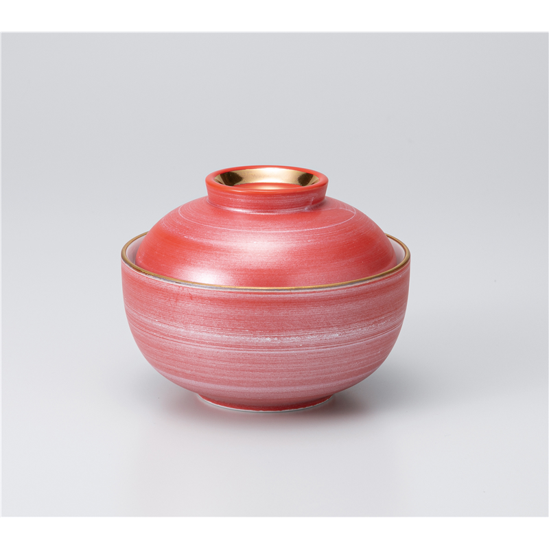 古林陶器 蓋物 赤釉銀彩刷毛 煮物碗 1117120351 1個(ご注文単位1個)【直送品】