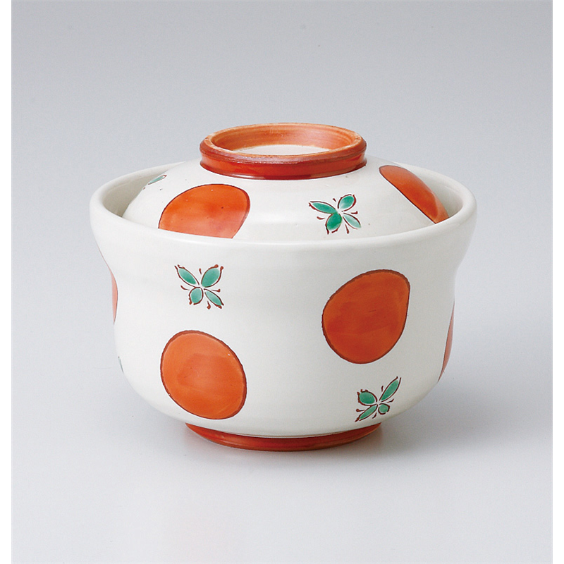 古林陶器 蓋物 赤絵丸紋円菓子碗 501640251 1個(ご注文単位1個)【直送品】