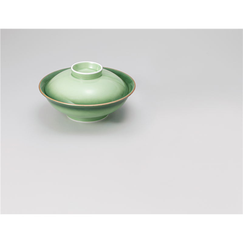 古林陶器 蓋物 緑彩蓋向(丸) 501440477 1個(ご注文単位1個)【直送品】