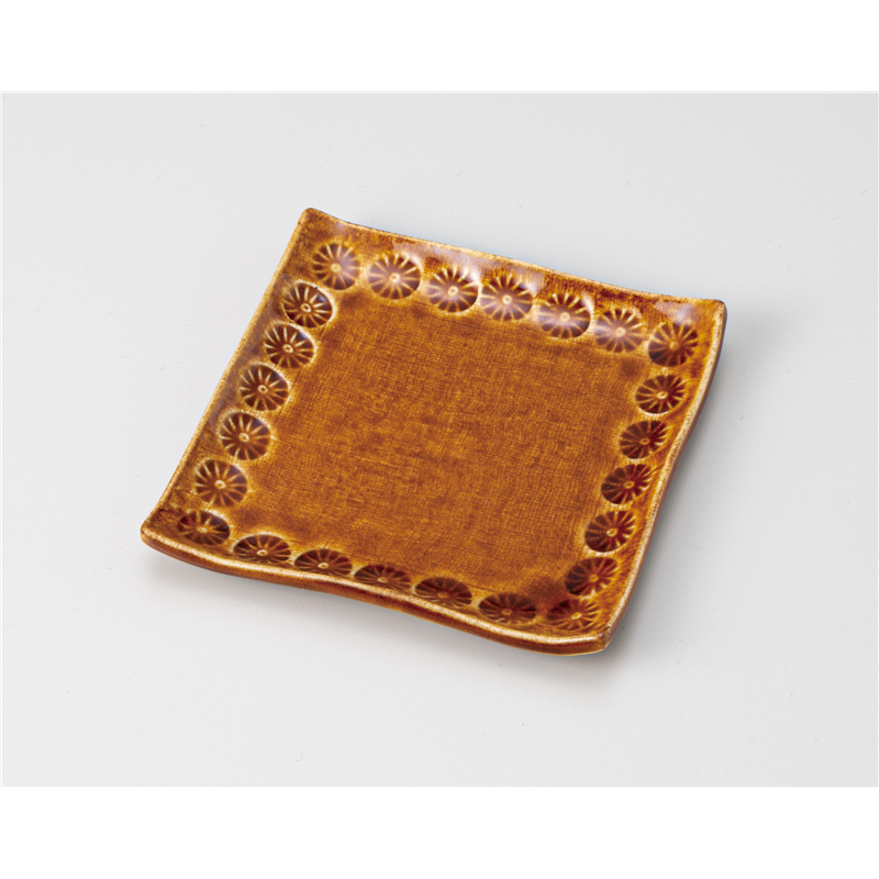 古林陶器 小皿 印花 角小皿アメ 1218810278 1個（ご注文単位1個）【直送品】