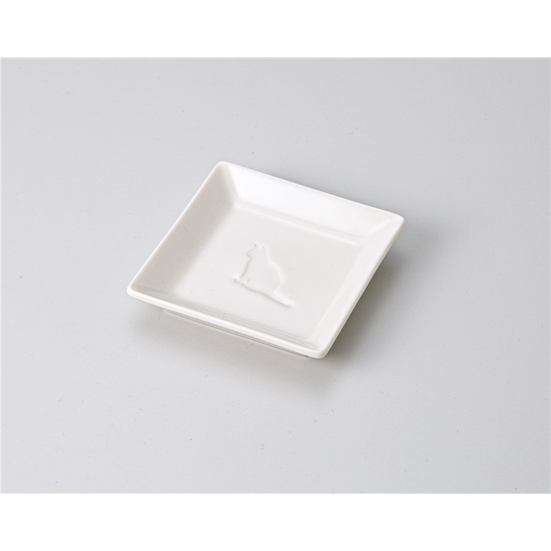 古林陶器 小皿 すわりねこ角小皿 1218940426 1個（ご注文単位1個）【直送品】
