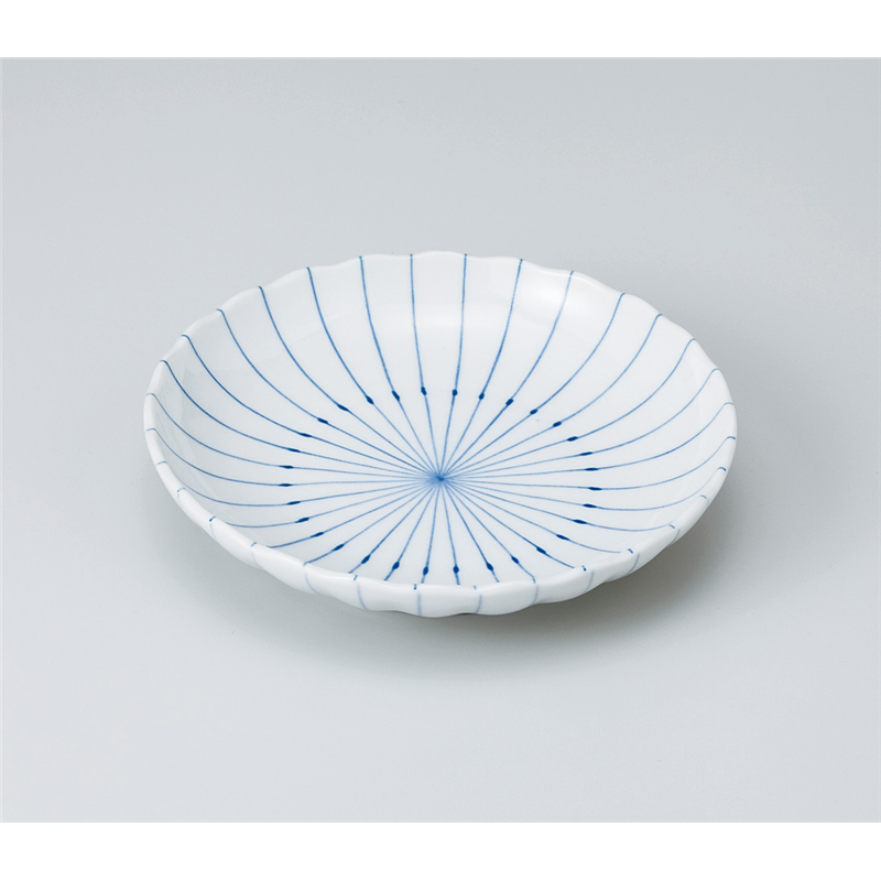 古林陶器 和皿(丸) ピンストライプ菊型5.0皿 920250111 1個(ご注文単位1個)【直送品】