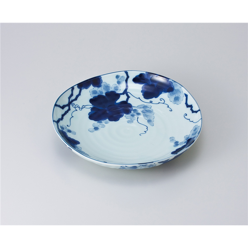 古林陶器 和皿(丸) 藍染ぶどう 三角8.0皿 619950235 1個(ご注文単位1個)【直送品】