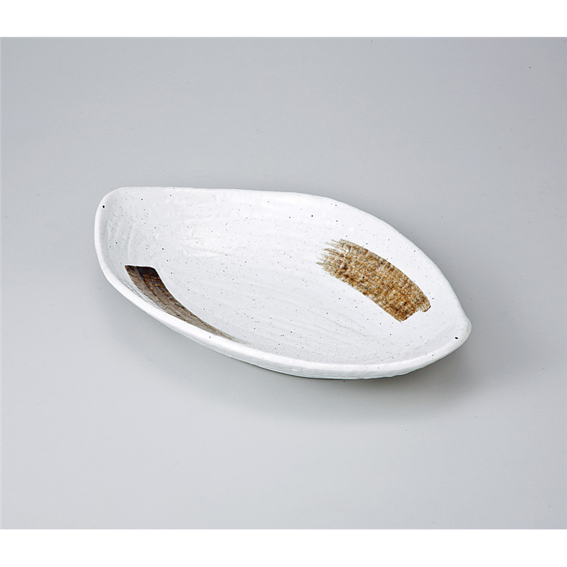 古林陶器 多用皿 白茶ハケ木の葉盛鉢 721330461 1個(ご注文単位1個)【直送品】