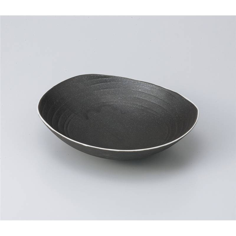古林陶器 多用鉢 黒釉だ円盛皿 822050126 1個(ご注文単位1個)【直送品】