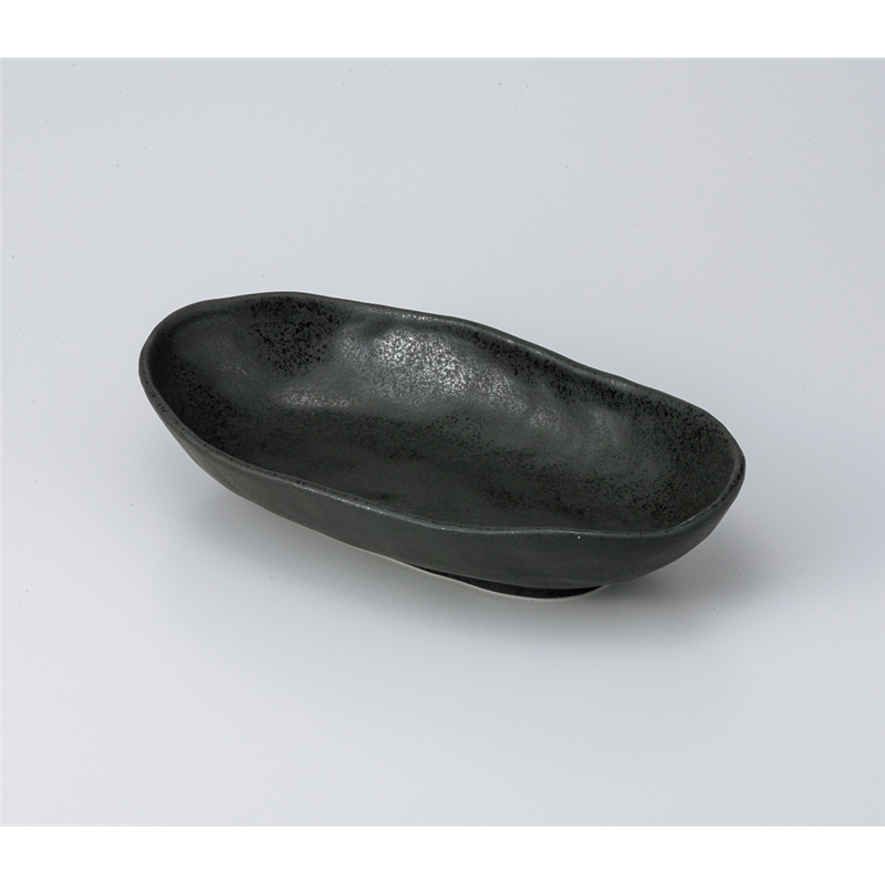 古林陶器 多用鉢 黒釉 舟型大鉢 822220254 1個(ご注文単位1個)【直送品】