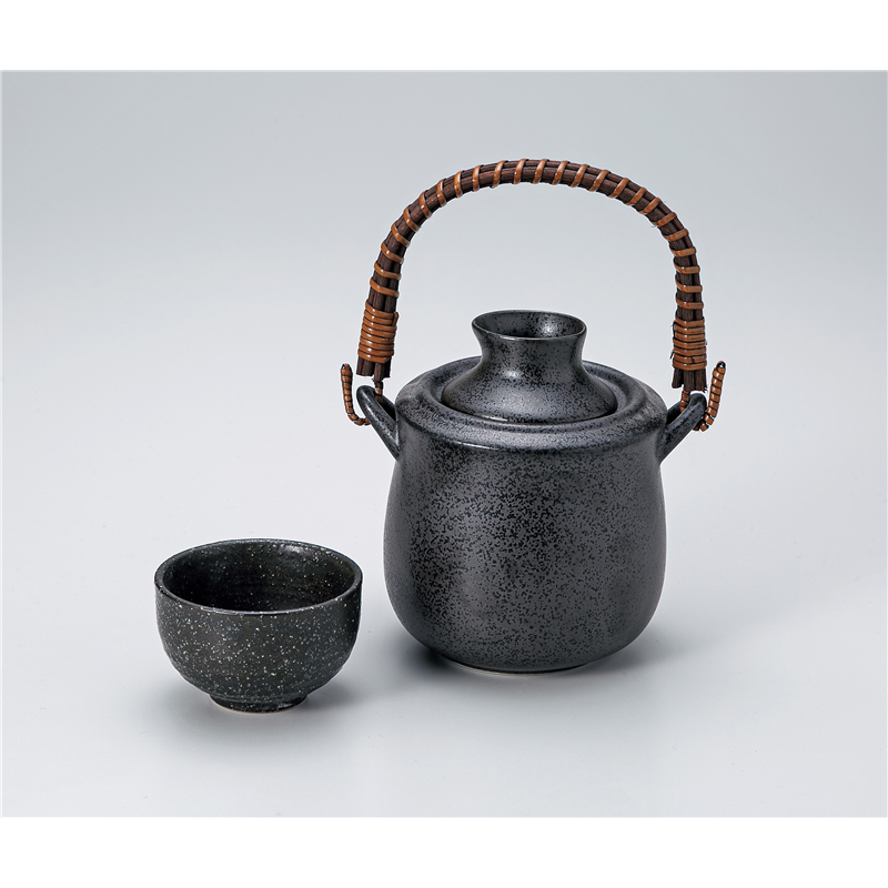 古林陶器 酒器 黒結晶手付酒燗器 726240715 1個（ご注文単位1個）【直送品】