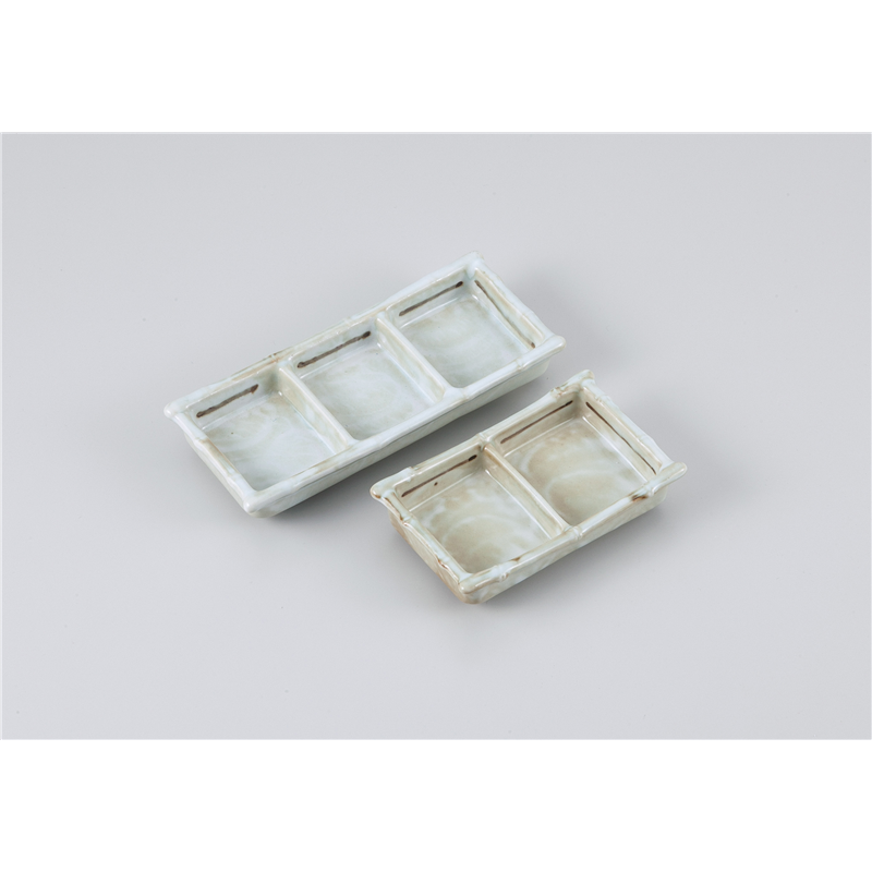古林陶器 そば用品・薬味皿 白タタキ3品盛 1030430570 1個(ご注文単位1個)【直送品】