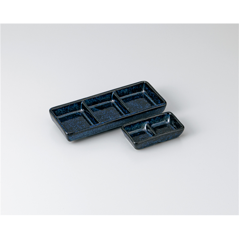 古林陶器 そば用品・薬味皿 窯変紺三品皿 1327230525 1個（ご注文単位1個）【直送品】