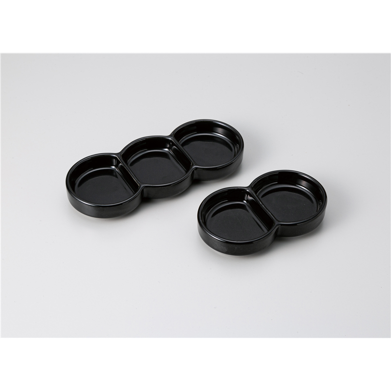 古林陶器 そば用品・薬味皿 丸切立黒三品皿 1229940379 1個(ご注文単位1個)【直送品】