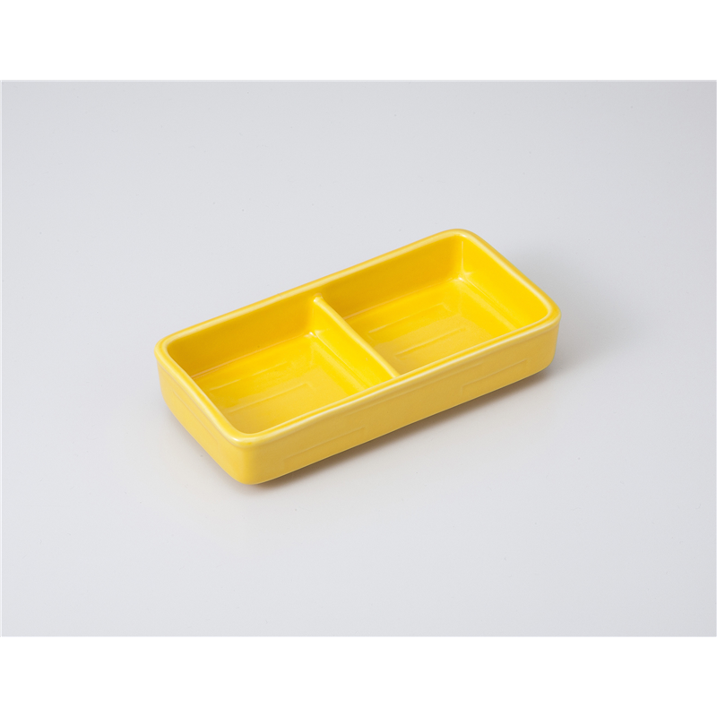 古林陶器 そば用品・薬味皿 黄輝二品盛 大 1031040378 1個(ご注文単位1個)【直送品】