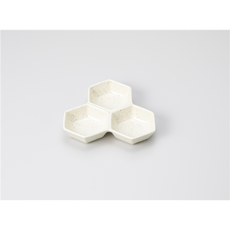 古林陶器 そば用品・薬味皿 クリーム粉引3品皿 1230120370 1個(ご注文単位1個)【直送品】