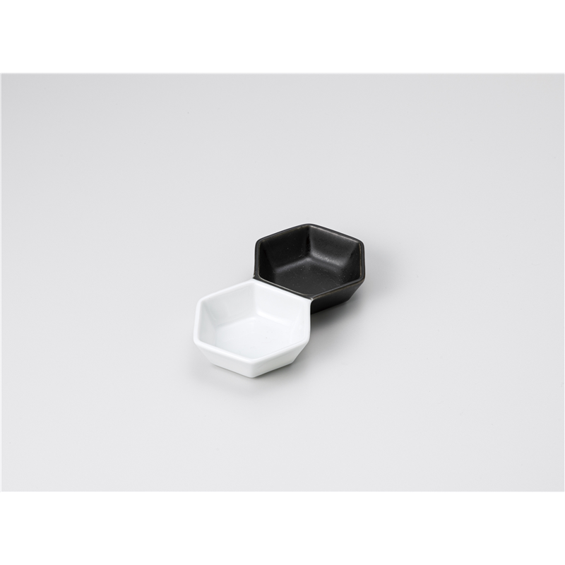 古林陶器 そば用品・薬味皿 ハーフ六角二連皿 1230140347 1個(ご注文単位1個)【直送品】