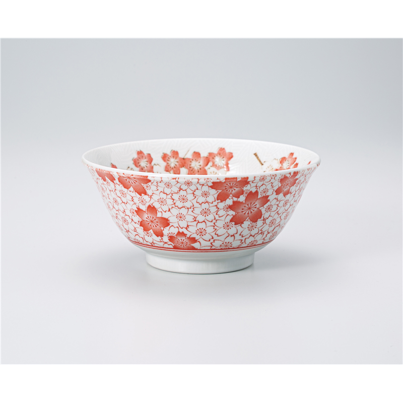 古林陶器 多用椀 千年桜 4.8多用丼 赤 1331330701 1個（ご注文単位1個）【直送品】